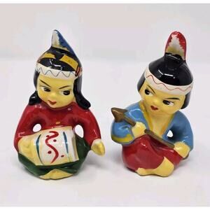 Vintage Salt and Pepper Shakers Victoria Ceramics Native American Indian Western